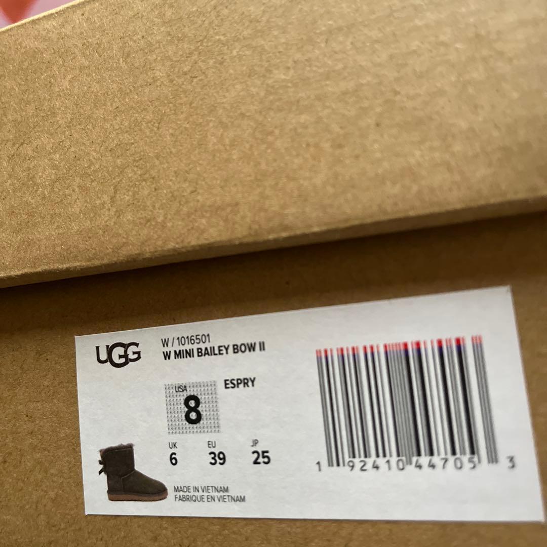 ヒマワリ様 UGG ムートンブーツ カーキ 25センチ リボン アグ