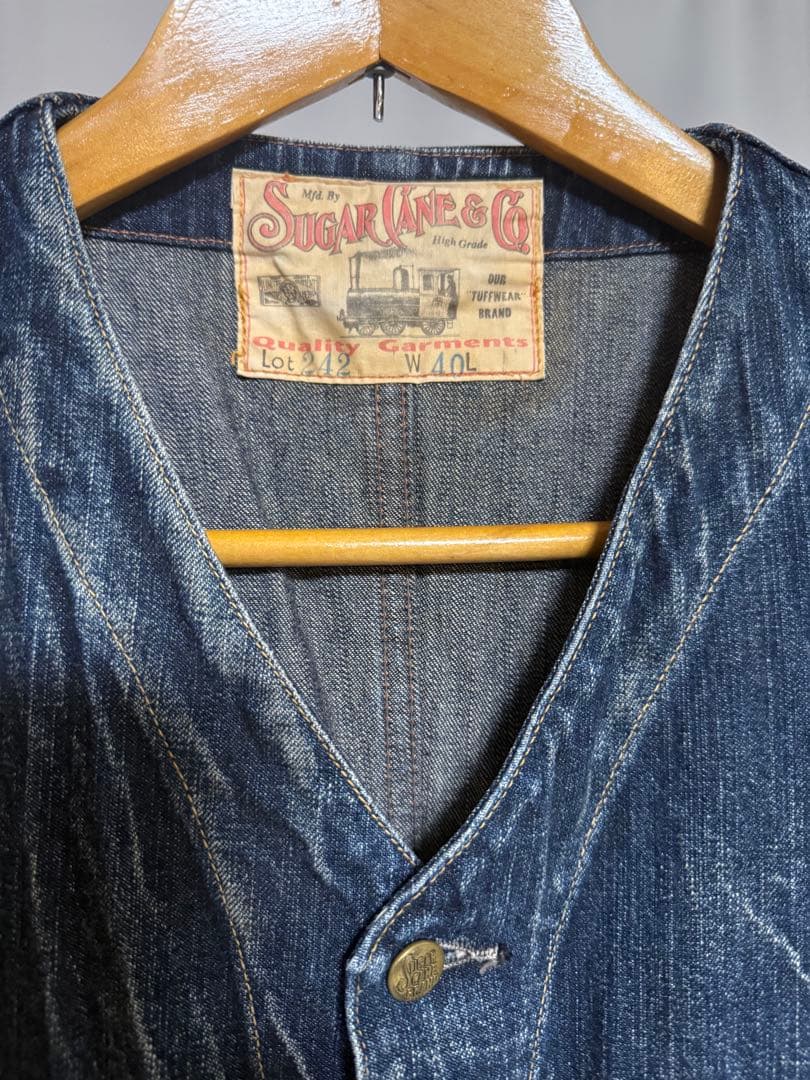 シュガーケーン　デニム　ベスト　ジレ　レイルウェイズ　40