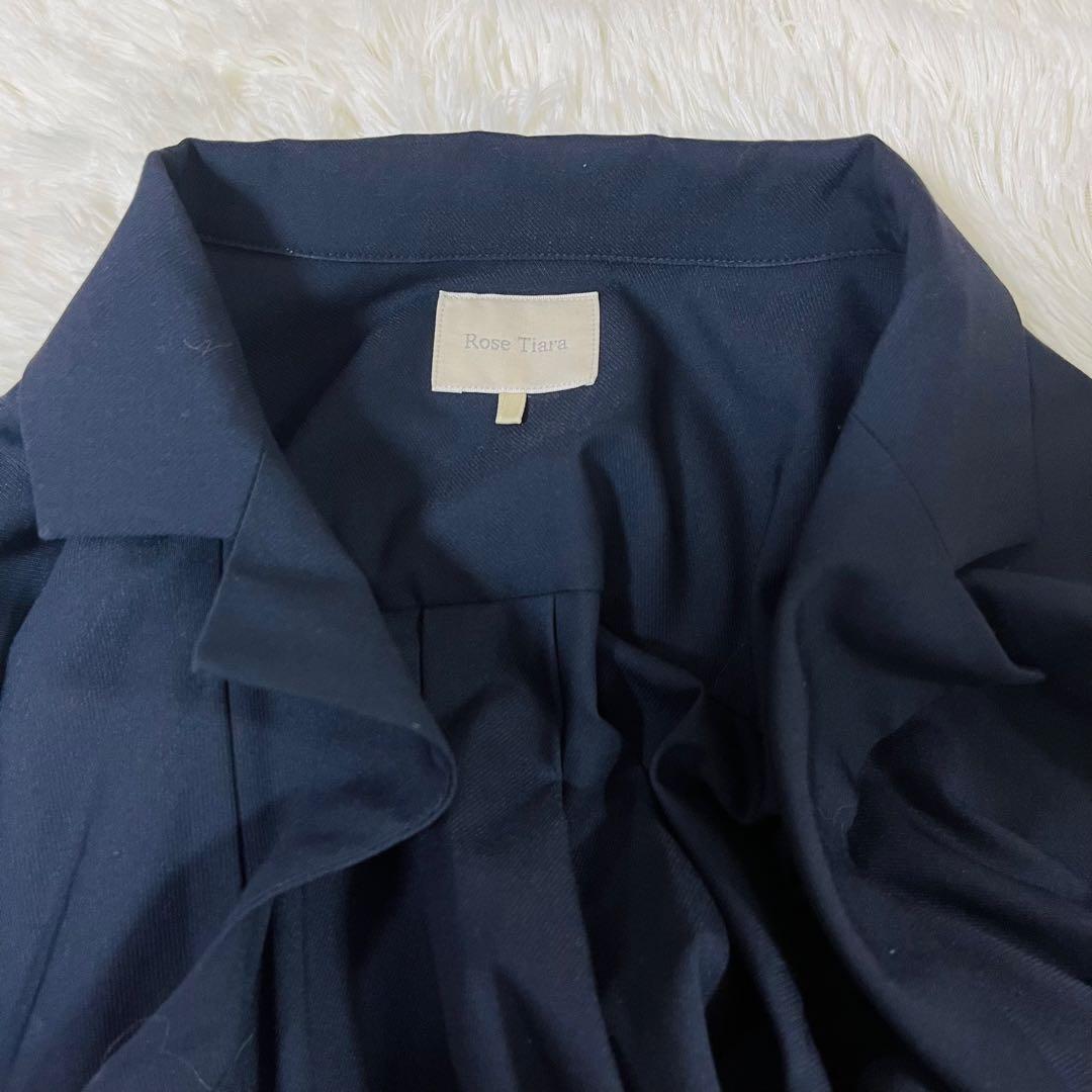 ローズティアラ レース プリーツ切替 ベルト トレンチ風 ロングワンピース 42