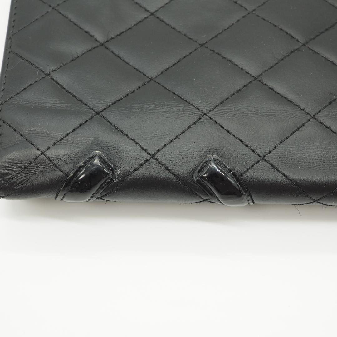 【美品】CHANEL シャネル カンボンライン 長財布 黒×ピンク