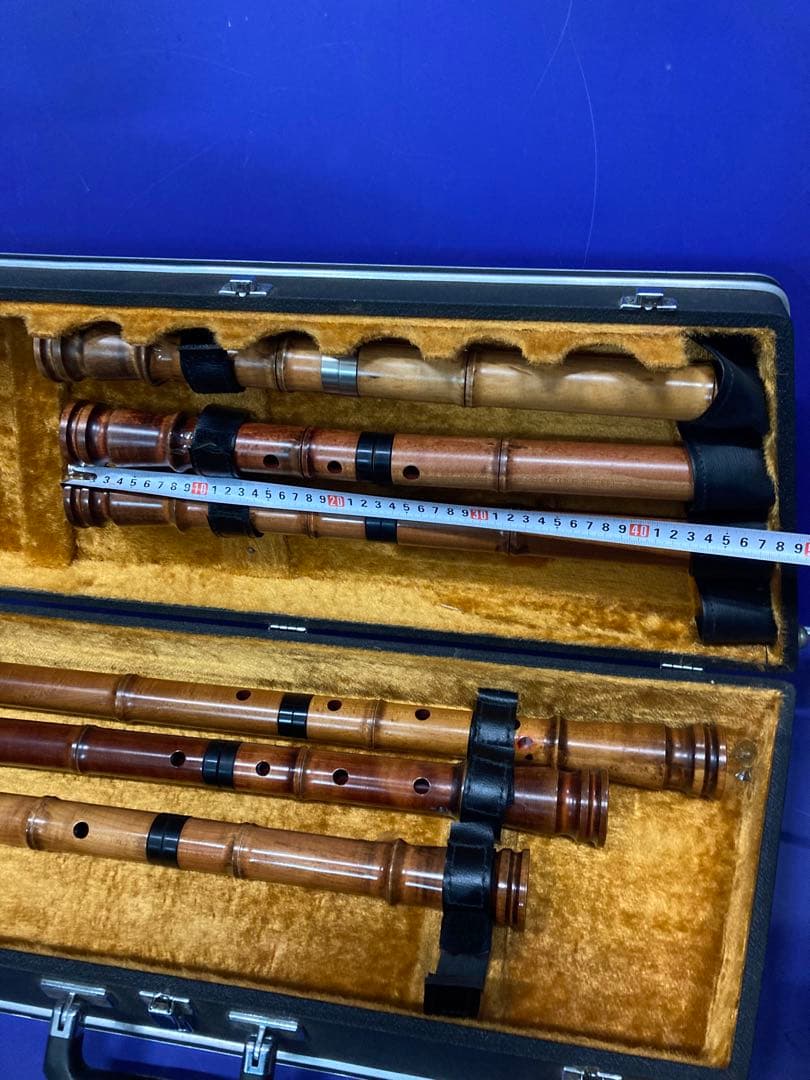 G）尺八 銘木尺八 蝴蝶 ★ 竹製 伝統和楽器 6本セット