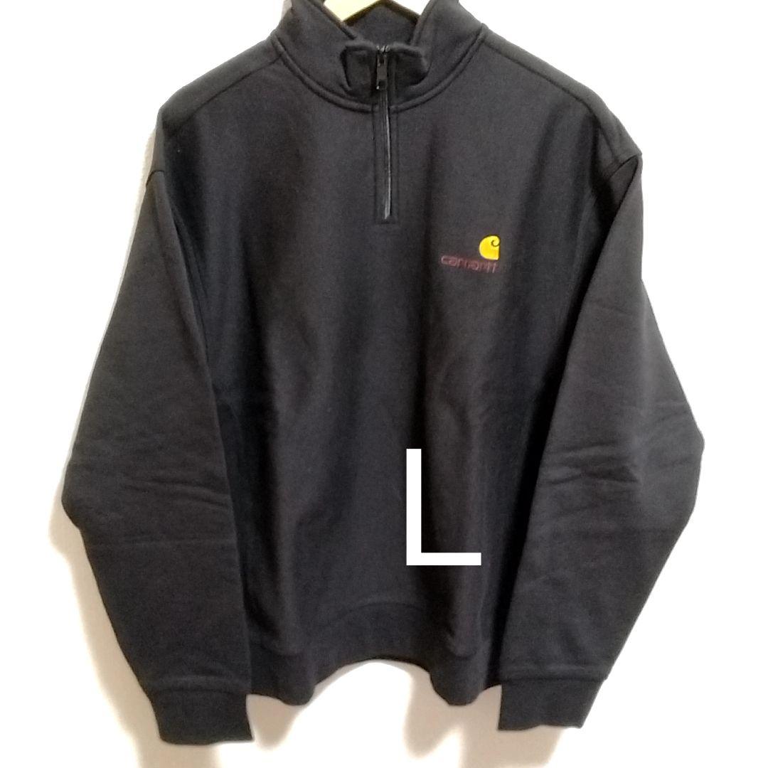 カーハート　Ｌ　ハーフジップ　アメリカン　スクリプト　スウェットシャツ　黒