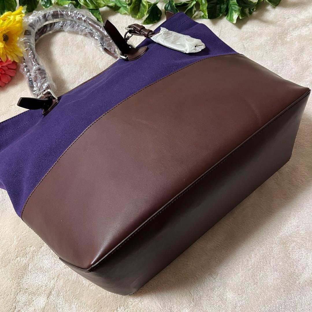 未使用　ラルフローレン　トートバッグ　肩がけ　RLチャーム　A4 大容量　レザー