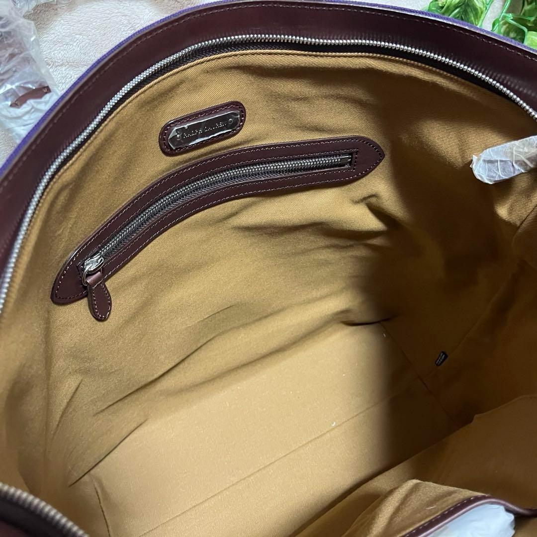 未使用　ラルフローレン　トートバッグ　肩がけ　RLチャーム　A4 大容量　レザー