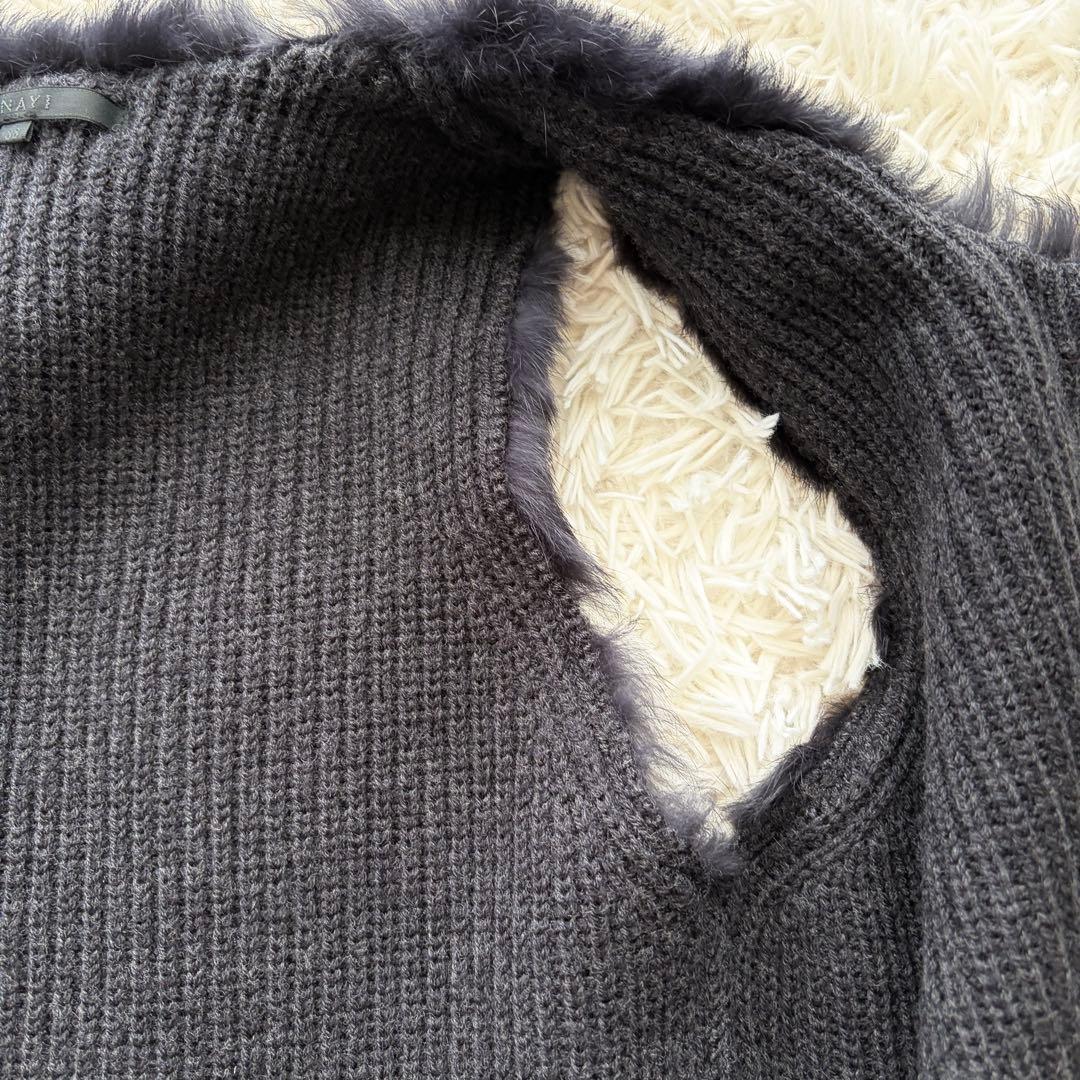 【まーや ✨】ANAYI ラビットファー切り替えニット ジレロングジレ38