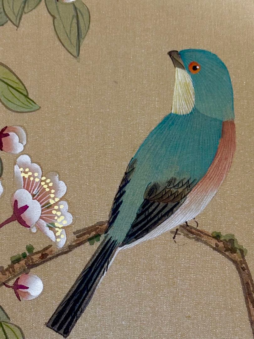 中国清代画家（王时敏画伯）の肉筆模写作品轴と肉筆花鳥画（5枚）共に古い絹本作品）