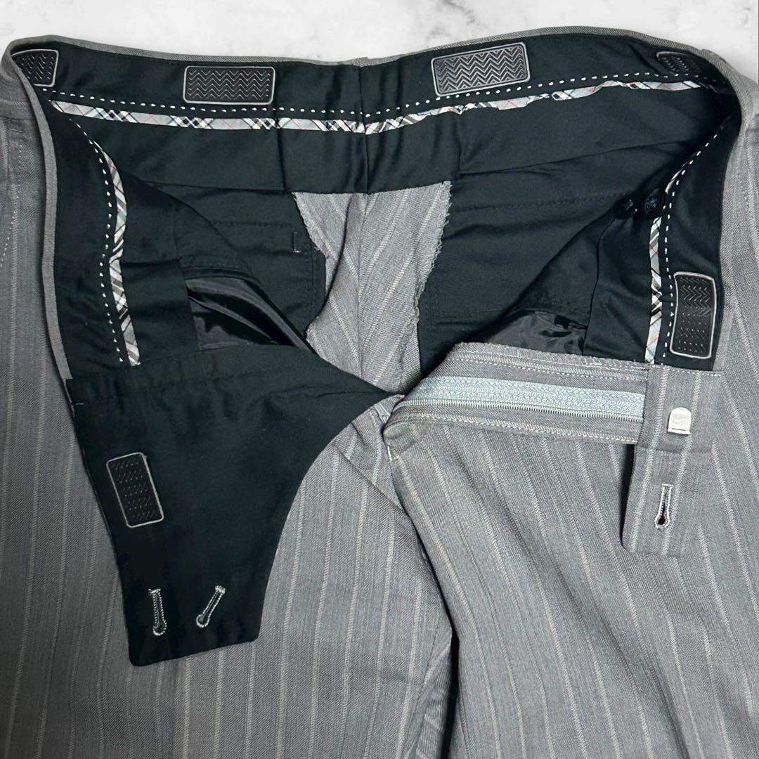 【美品】パーソンズ スーツ スリーピース グレー　ストライプ S相当