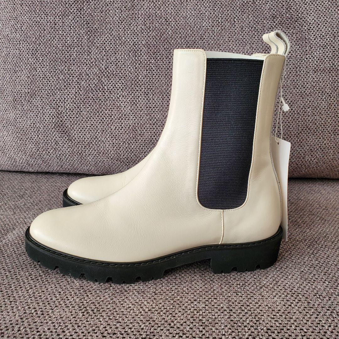 新品◇23区杏さん着用 レザーサイドゴア ブーツ23H アイボリー