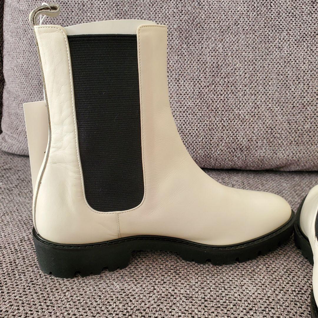 新品◇23区杏さん着用 レザーサイドゴア ブーツ23H アイボリー