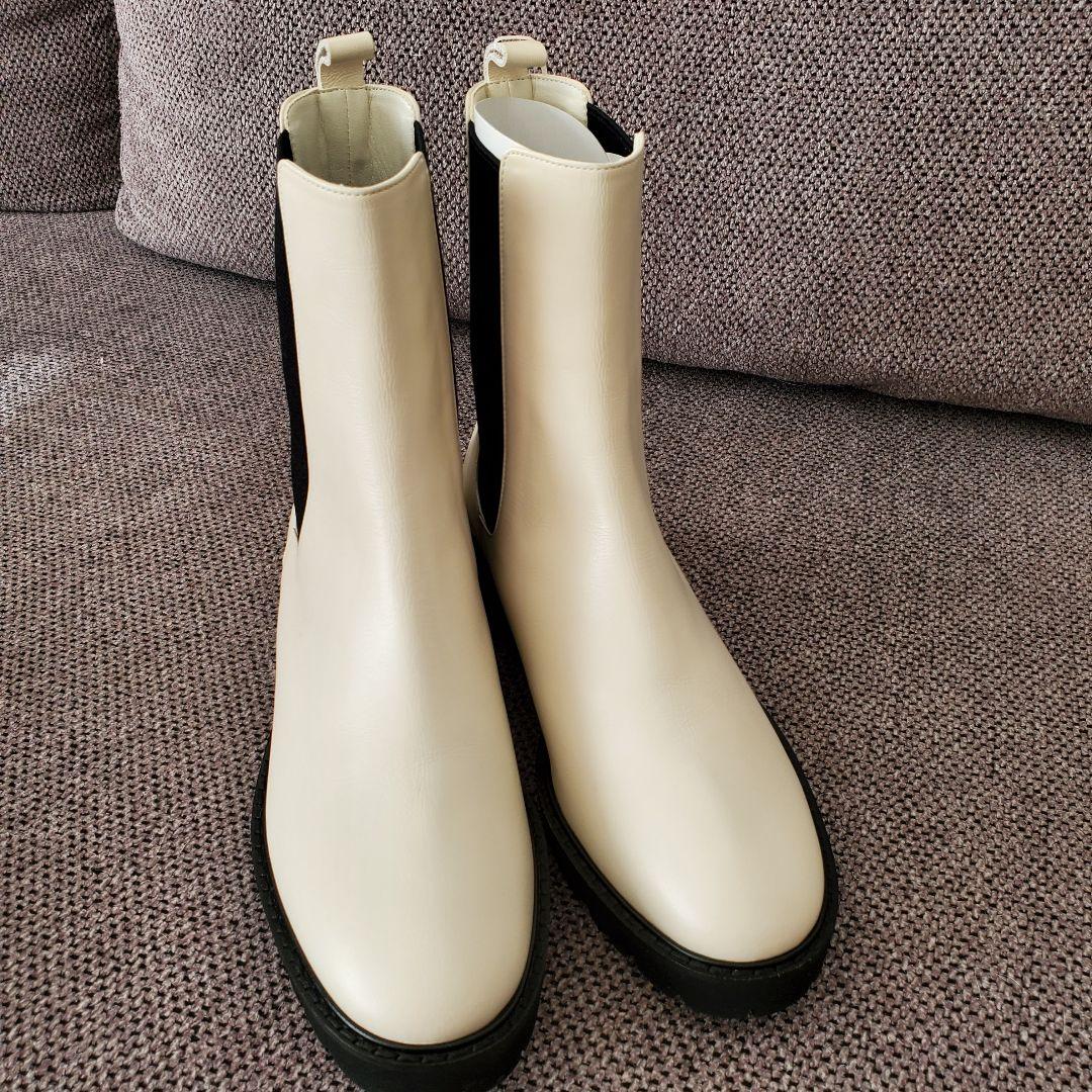 新品◇23区杏さん着用 レザーサイドゴア ブーツ23H アイボリー