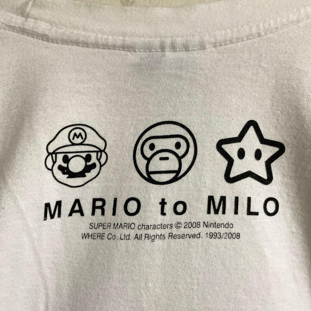 レア❗️アベイシングエイプ マリオ×ベビーマイロ プリント Tシャツ 白 M