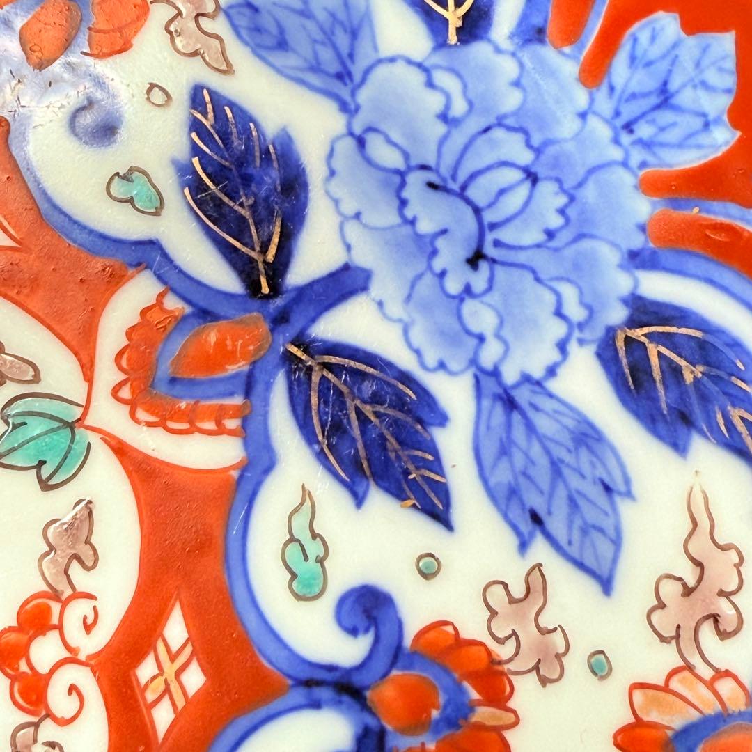 専用出品　明治期　蘭マーク無し「深川製」　赤絵花唐草七寸皿　希少品　深川忠次