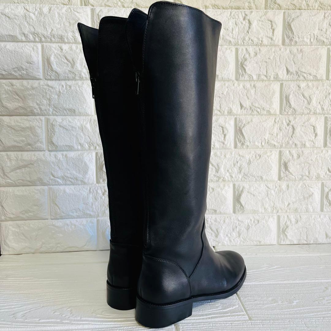 【極美品】REMME レザー ロングブーツ 黒 37 23.5 バックジップ