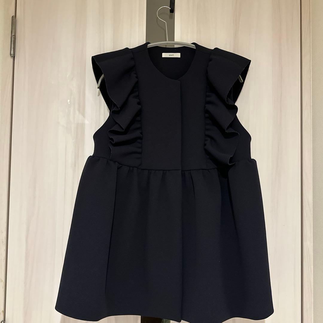 Yori フリルギャザージレ　ネイビー　定価35200円