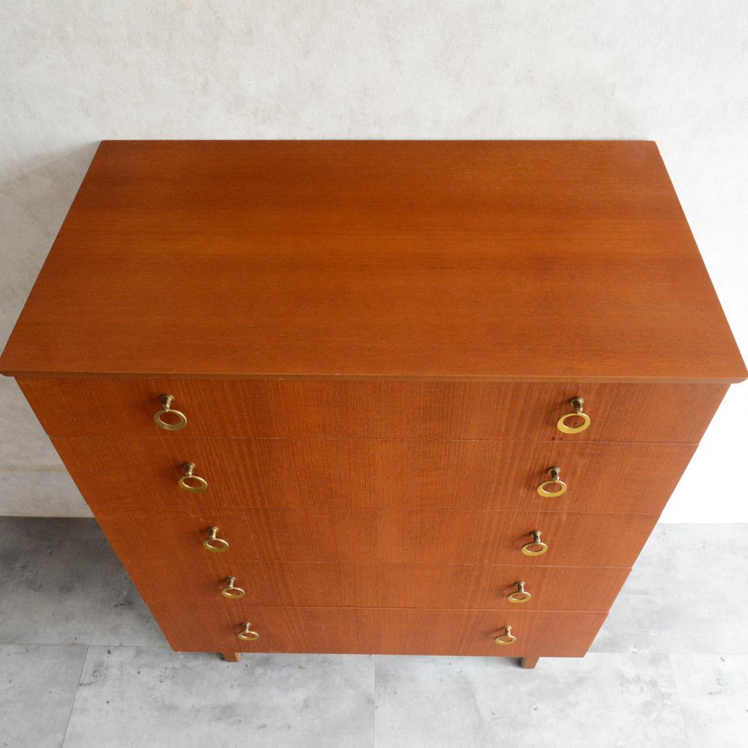 イギリスヴィンテージ ミッドセンチュリー チーク 5段チェスト 北欧家具 タンス