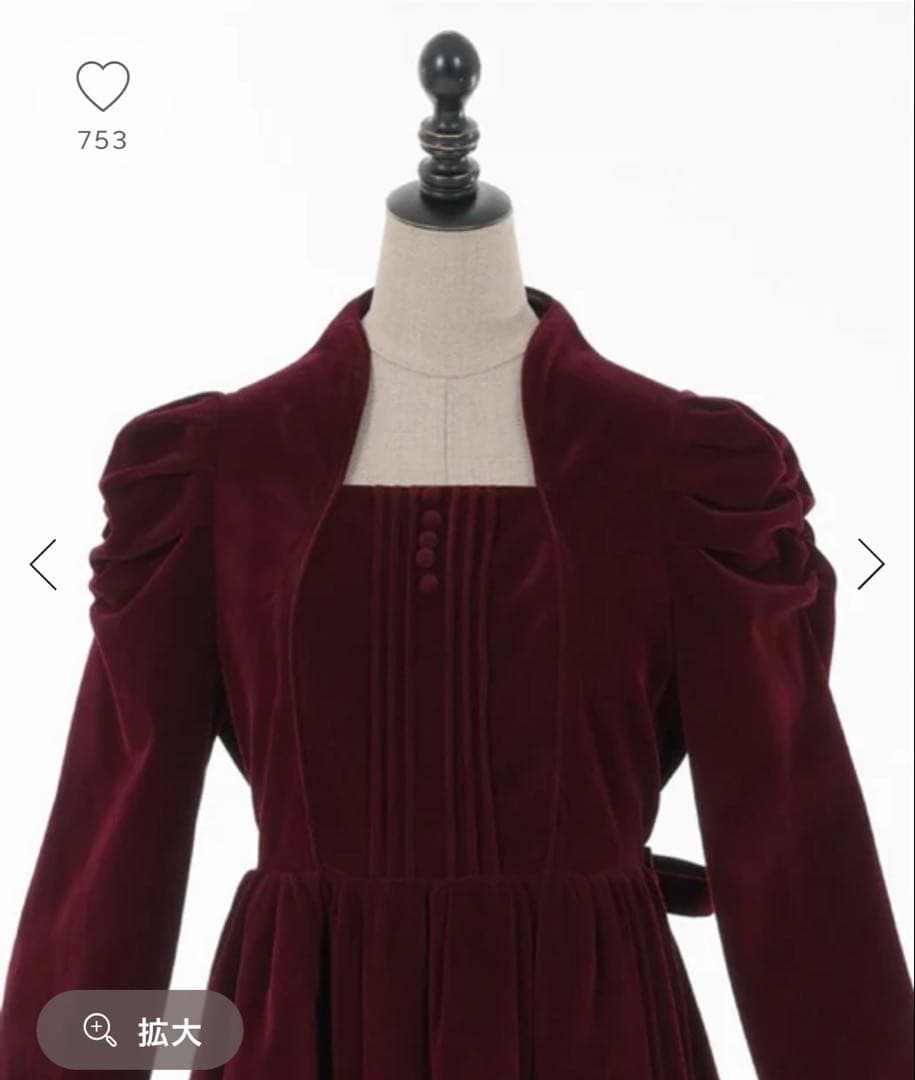 クラシカルベロアワンピース ワイン axes femme kawaii