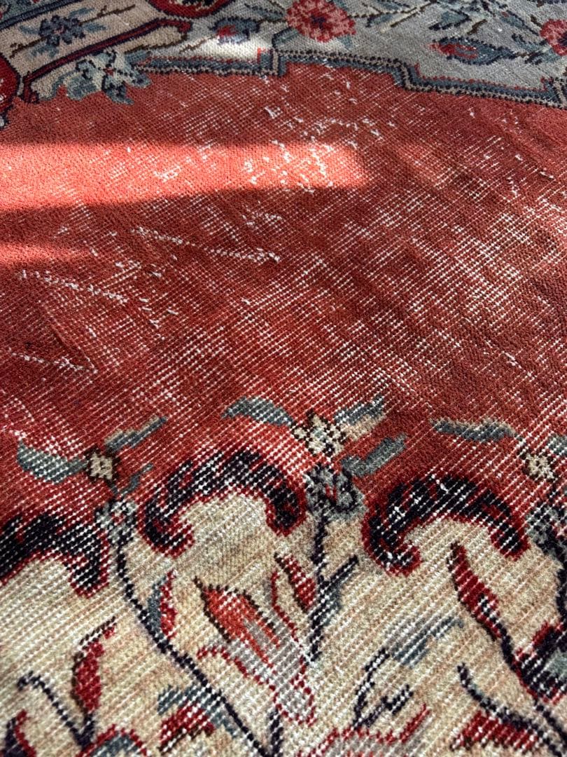 265×88 シャービー茜色 ハーフメダリオン ヴィンテージ トルコラグ