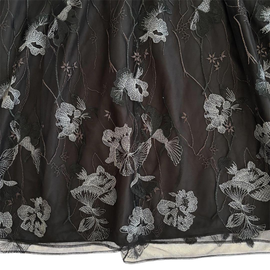 カラルス　刺繍レースワンピースドレス　パーティドレス　ブラック　3Lサイズ