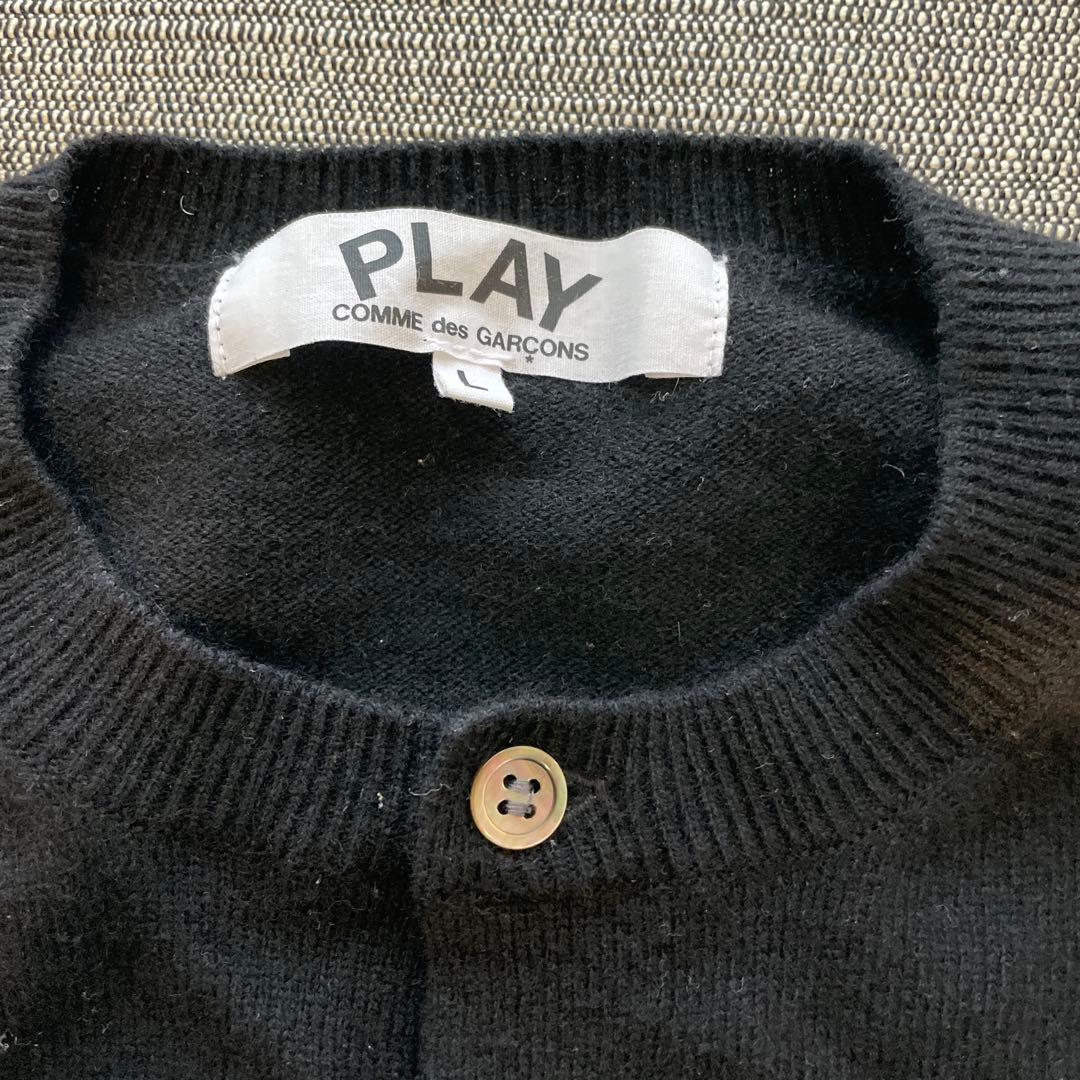 ま*)様 PLAY コムデギャルソン　ニットカーディガン　L パート刺繍ブラック