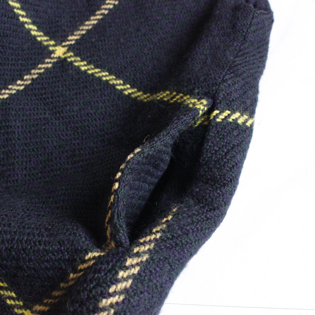 45R ウールツイードのジャンパースカート Lサイズ グリーン ニット