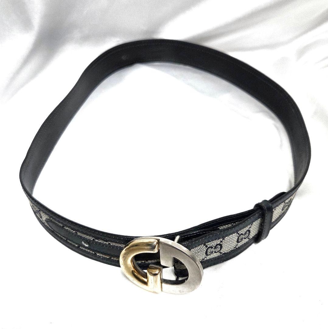 GUCCI オールド グッチ ヴィンテージ ベルト インターロッキング ネイビー