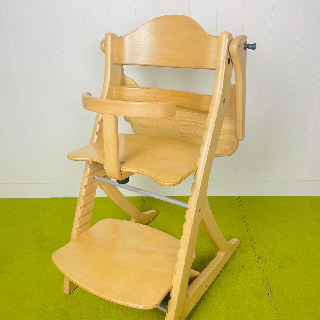 【美品】大和屋 すくすくチェアスリムプラス　テーブル付き　ガード付き ナチュラル