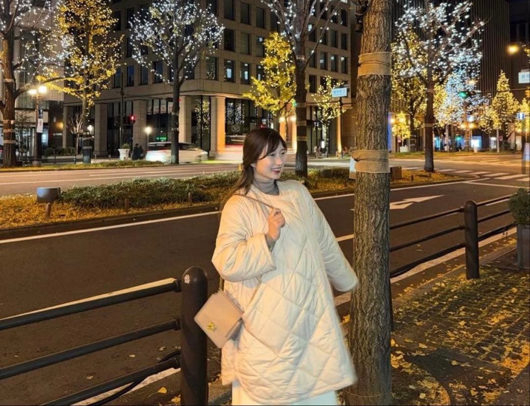 華金カップルりこちゃん着用 ミラオーウェン リバーシブルキルティングファーコート