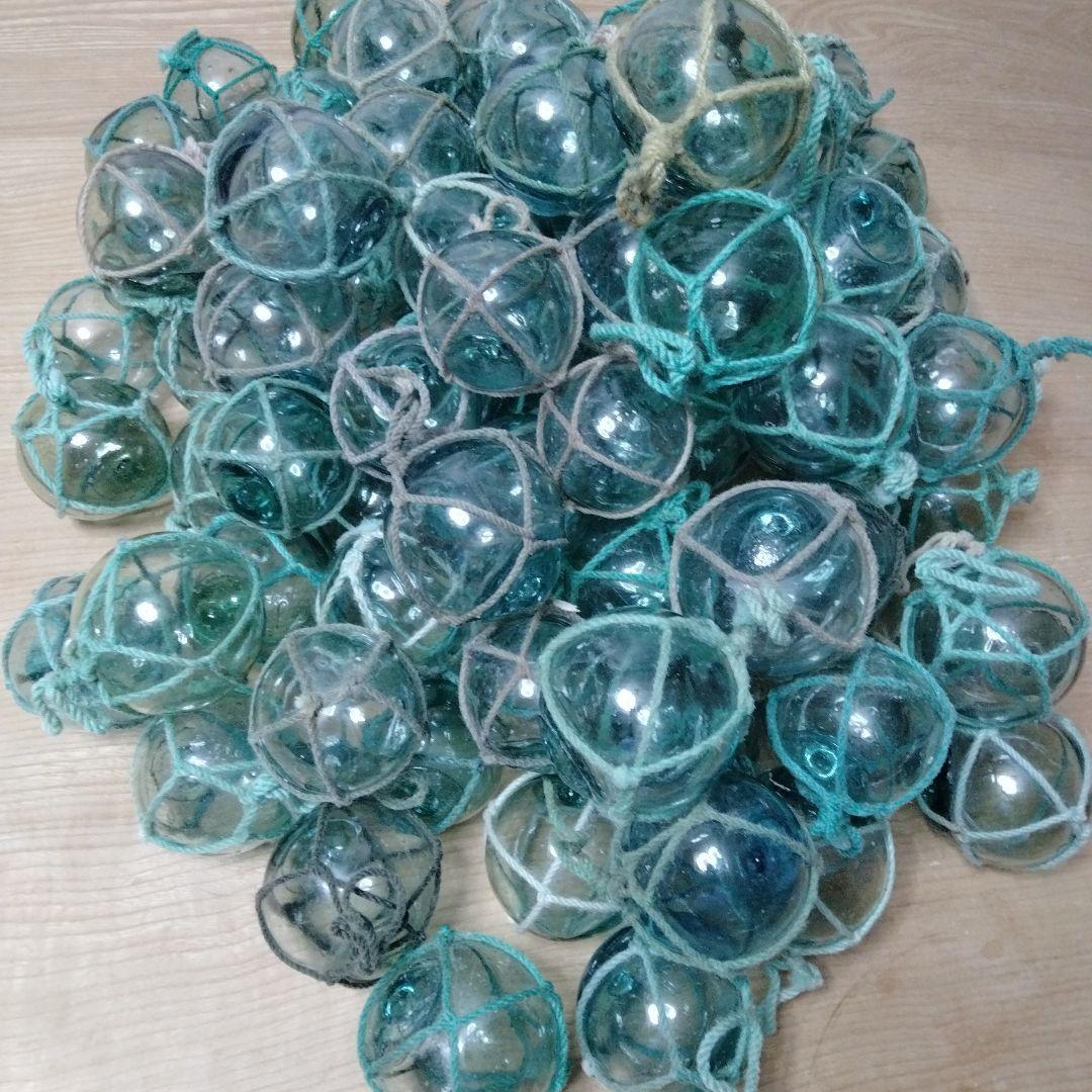 ガラス浮き球　浮き玉　ガラス玉　　　１０１個セット　網紐付き