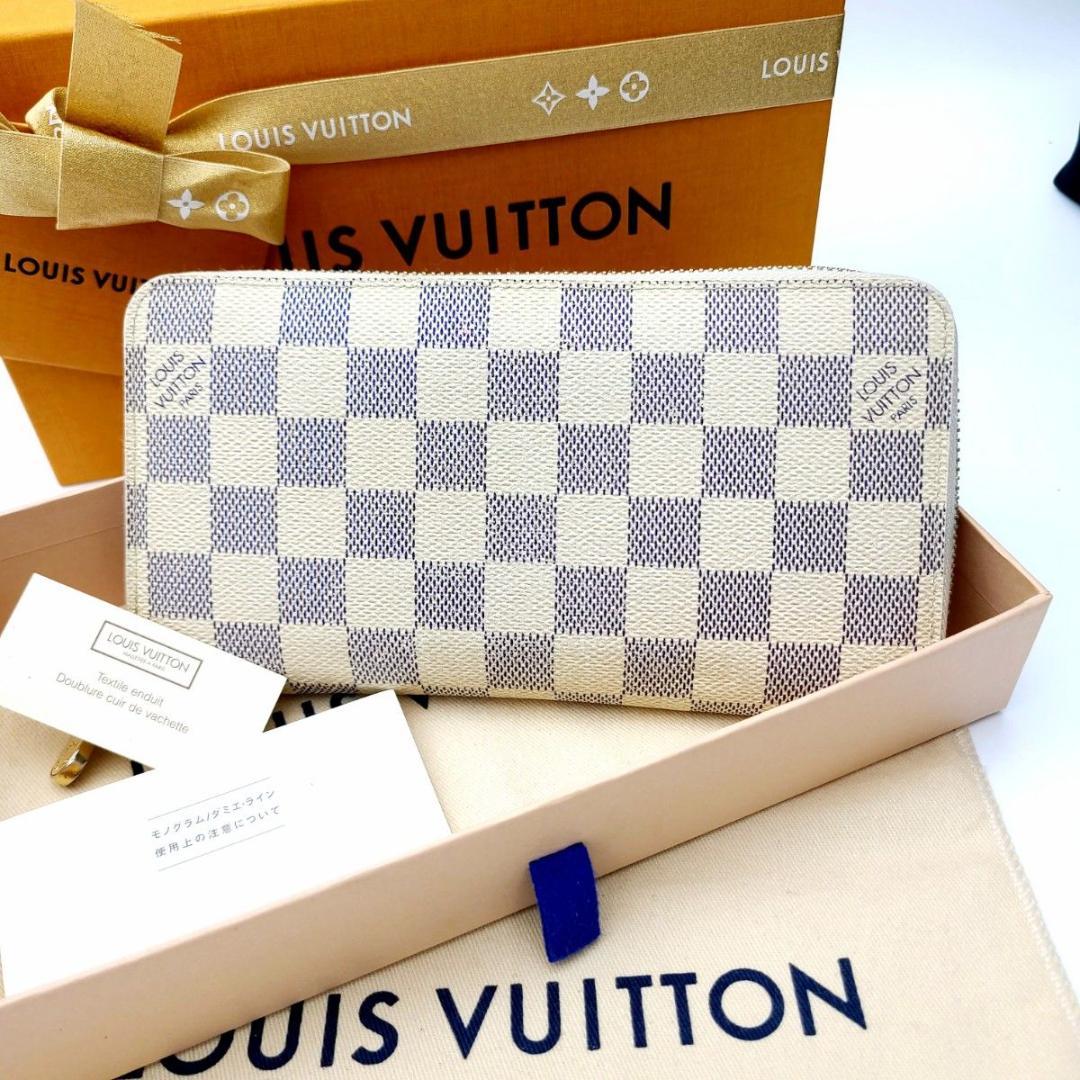 良品 ルイヴィトン 長財布 ジッピーウォレット ダミエアズール N41660