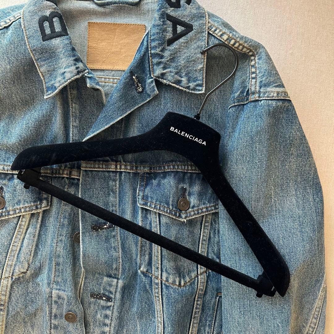 美品 BALENCIAGA カットオフ ロゴ オーバーサイズデニムジャケット