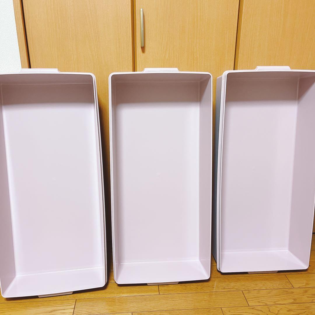 ★タッパーウェア ロングケース 衣装ケース ピンク3個 廃番品