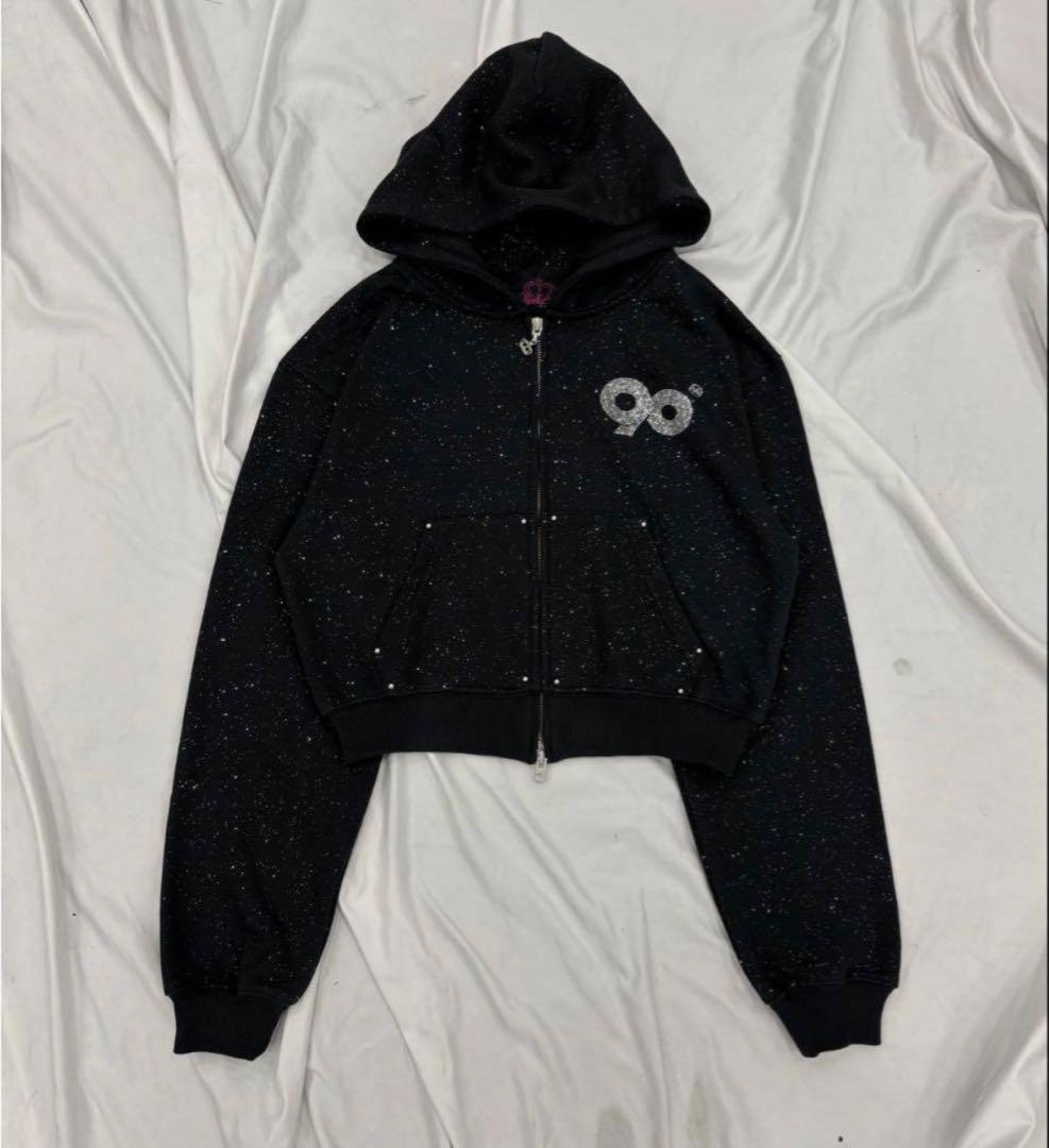 トップス 9090girl Logo Glitter Zip Hoodie