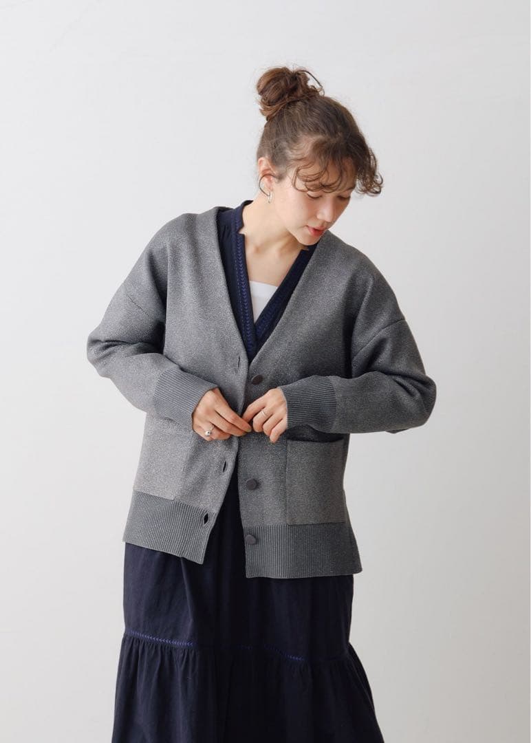 ほぼ未使用　ne Quittez pas ヌキテパ ラメ ニットカーディガン