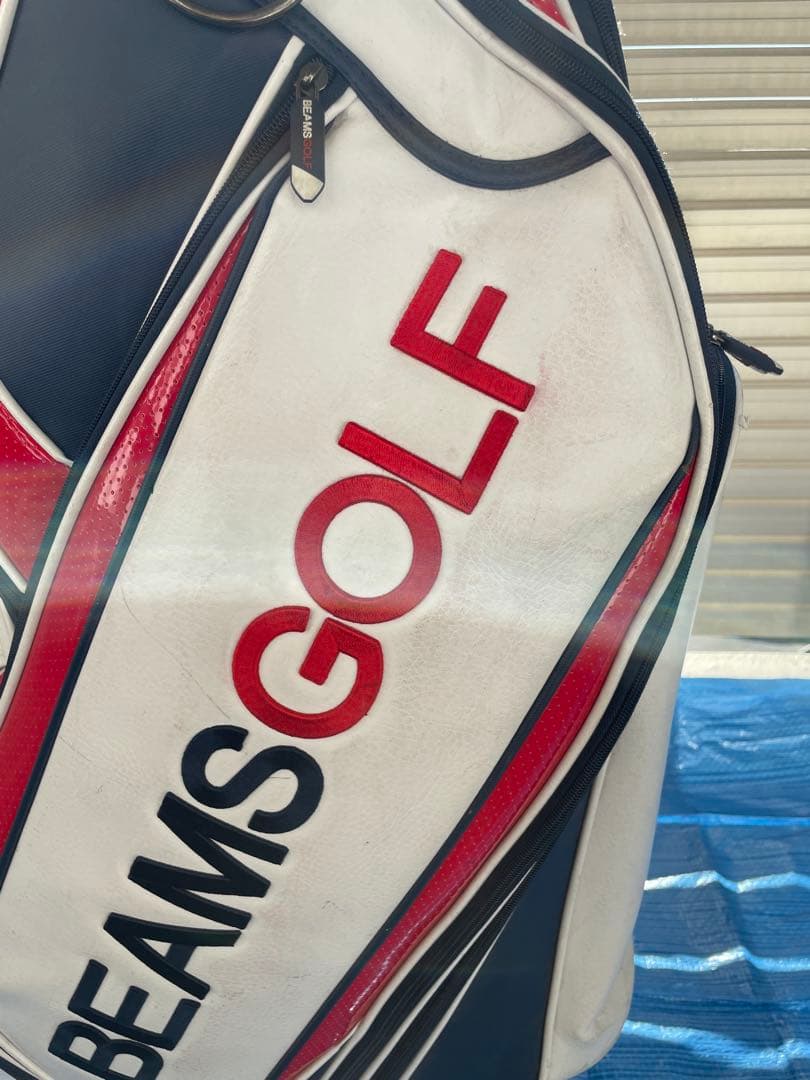 BEAMS GOLF キャディバッグ ホワイト/レッド/ネイビー