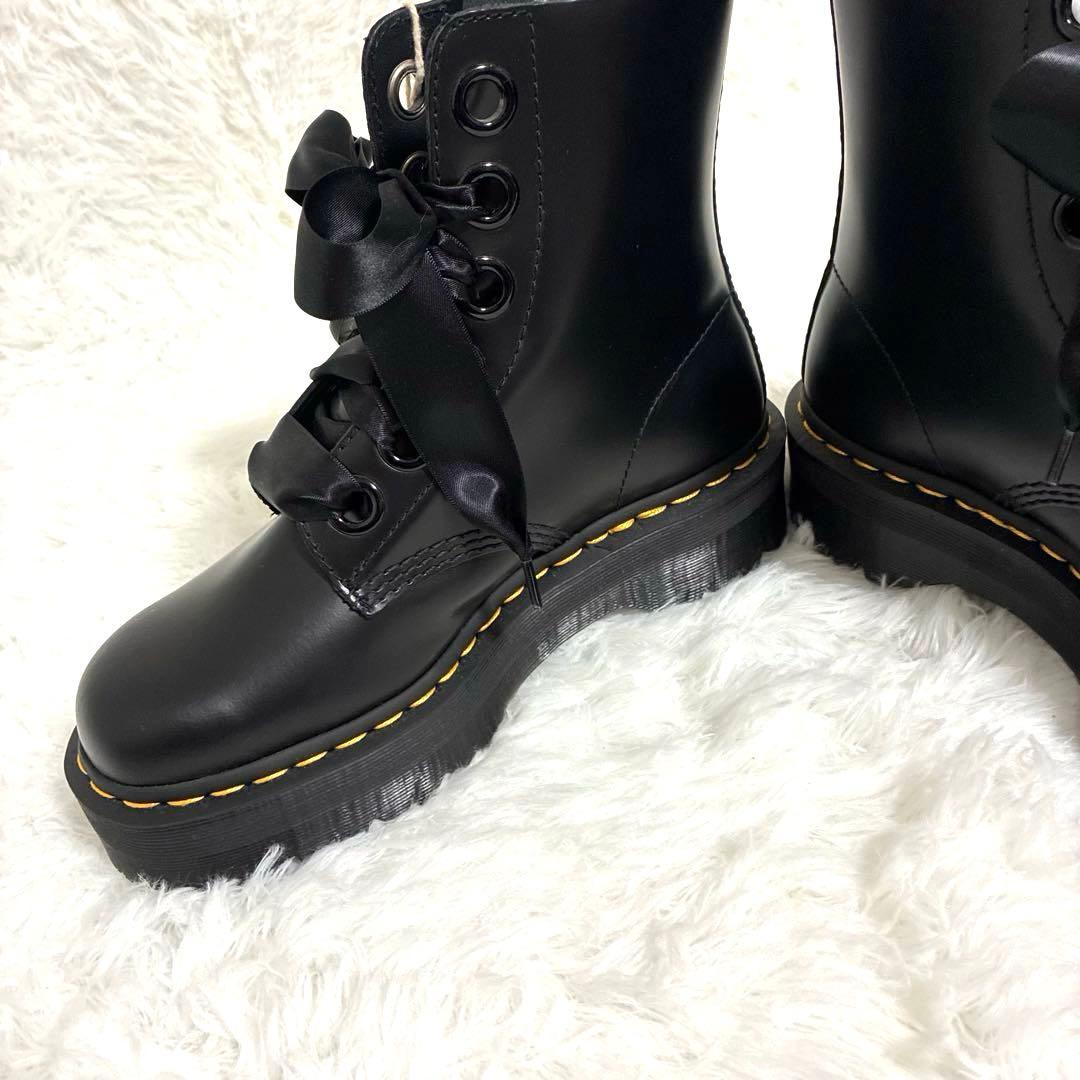 Dr.Martens ドクターマーチン 6ホール リボン ブラック レザー 厚底
