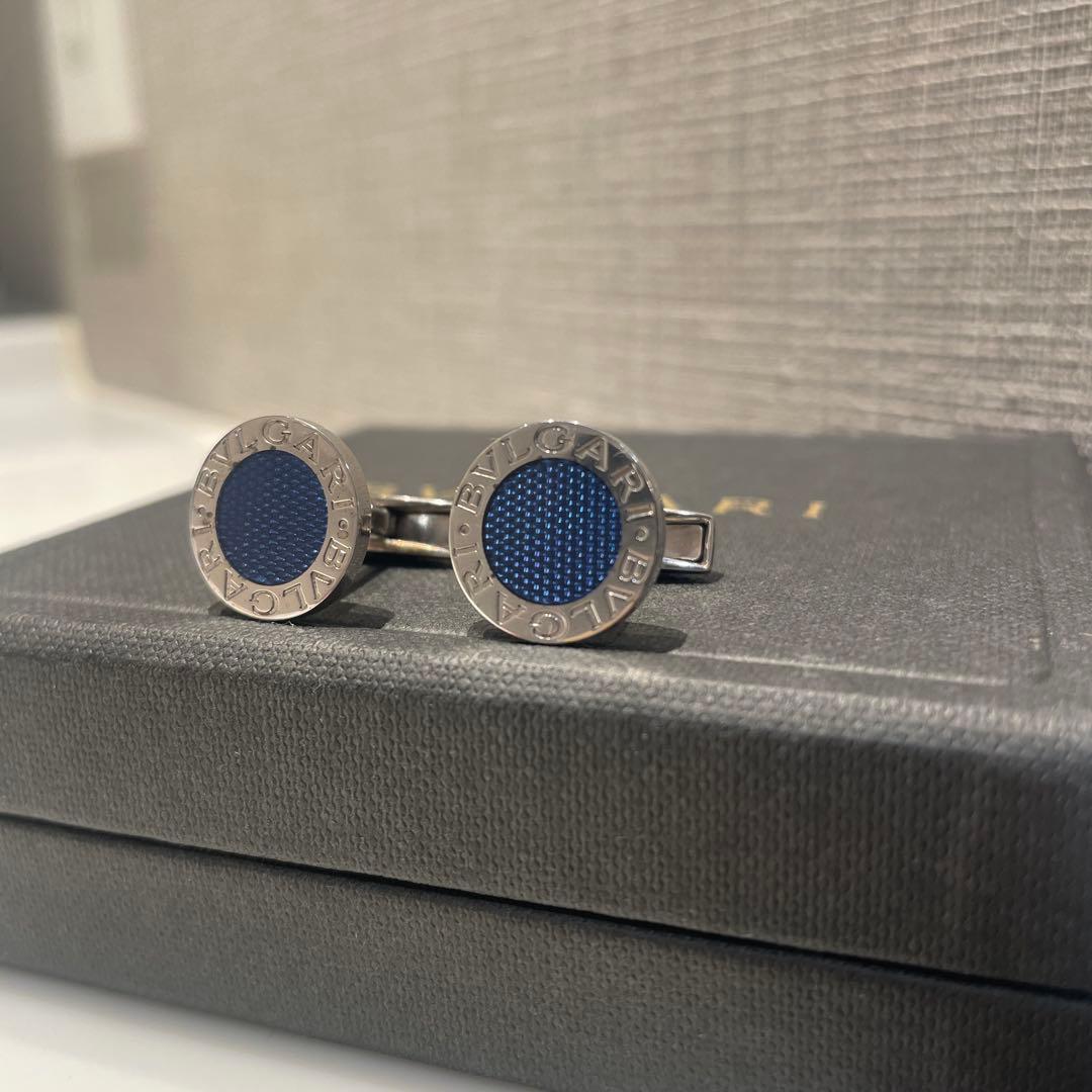 ブルガリ BVLGARI カフスボタン ブルガリブルー シルバー925