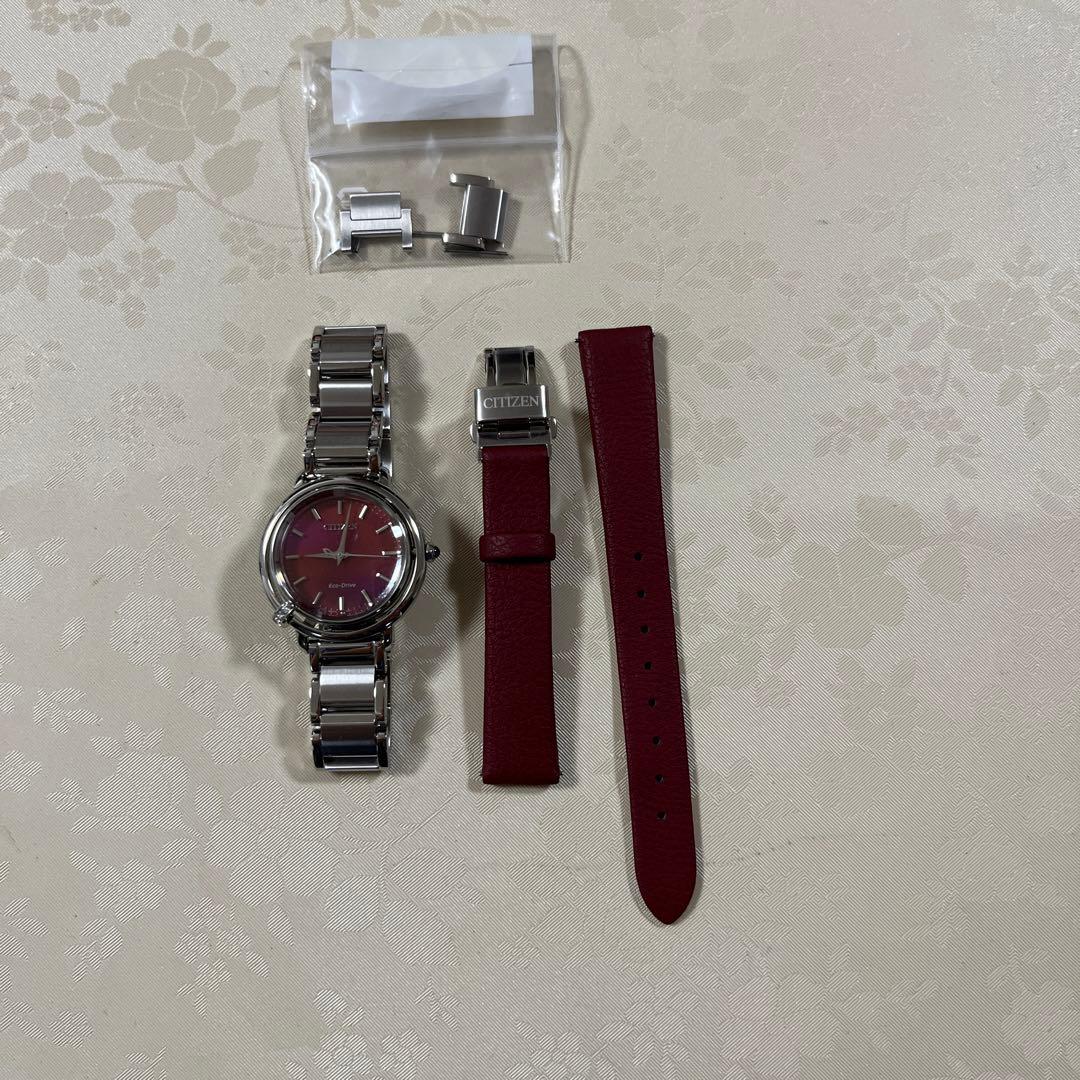 シチズン 赤文字盤 時計 交換用ストラップ付き