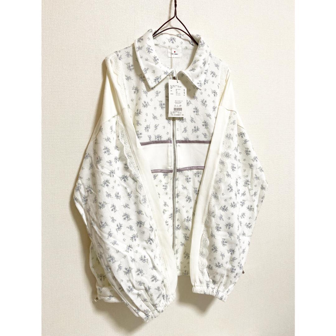 merry jenny 新品 ブルー floralコンビトラックジャケット