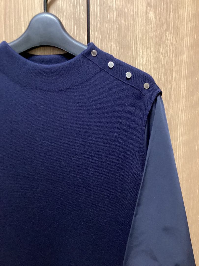 24AW ジェイプレス　CLOTH COMBI KNIT ワンピース　ネイビー系