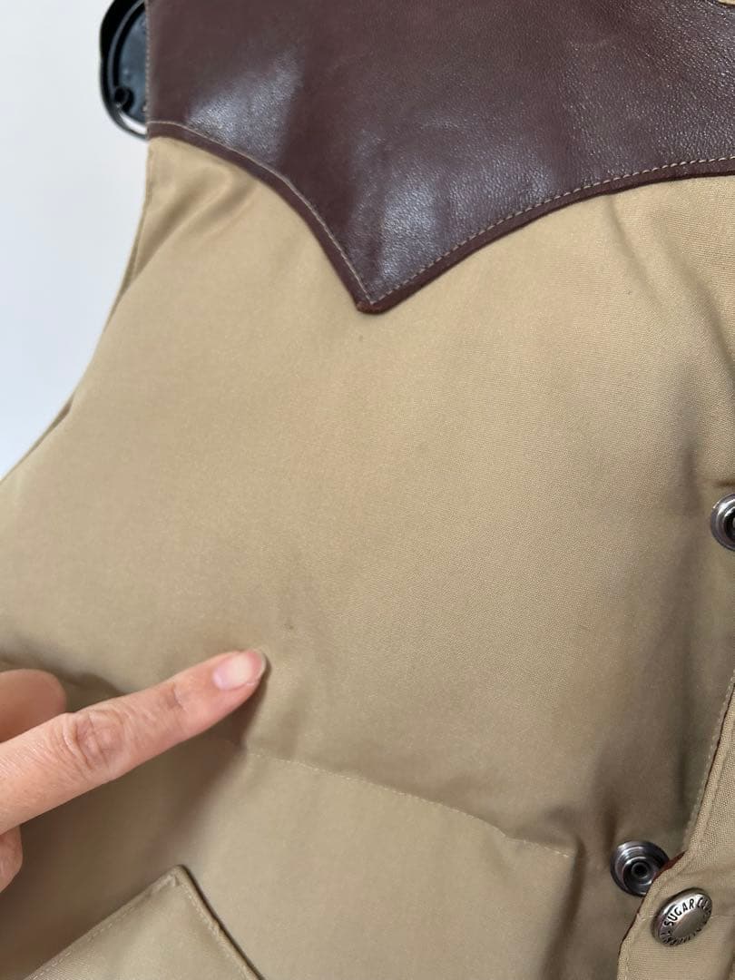 SUGAR CANE ダウンベスト Lサイズ ベージュ・ブラウン