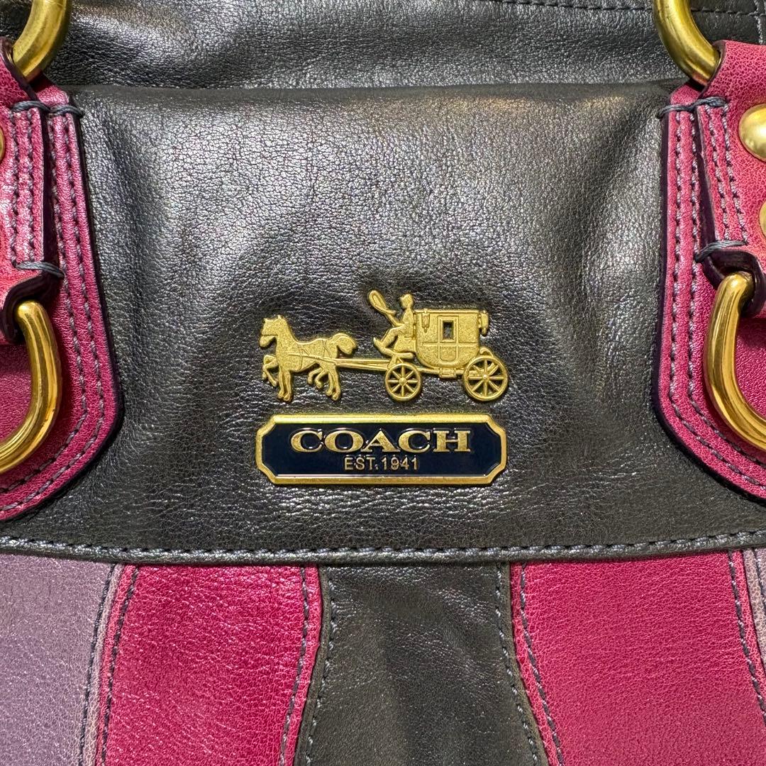 COACH コーチ　マディソン サブリナ レザー マルチカラー　ハンドバッグ