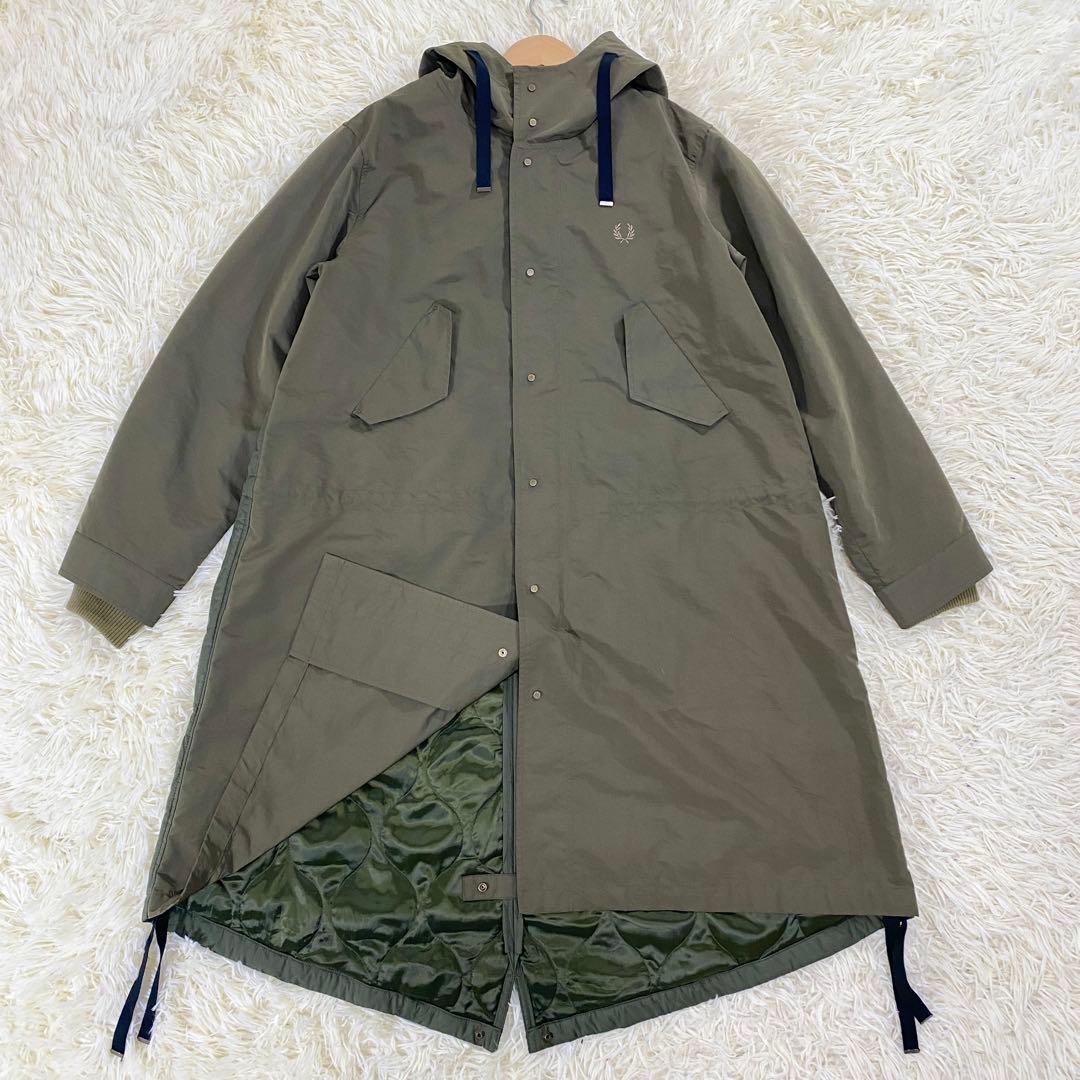 極美品　フレッドペリー　モッズコート　キルティング　切替　カーキ　UK10　L