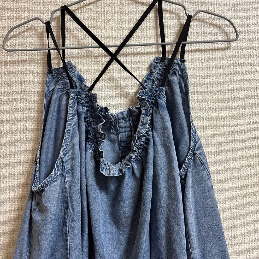 ま*り様 新品タグ付 2025新作 シニカル テンセル デニム トップス キャミ