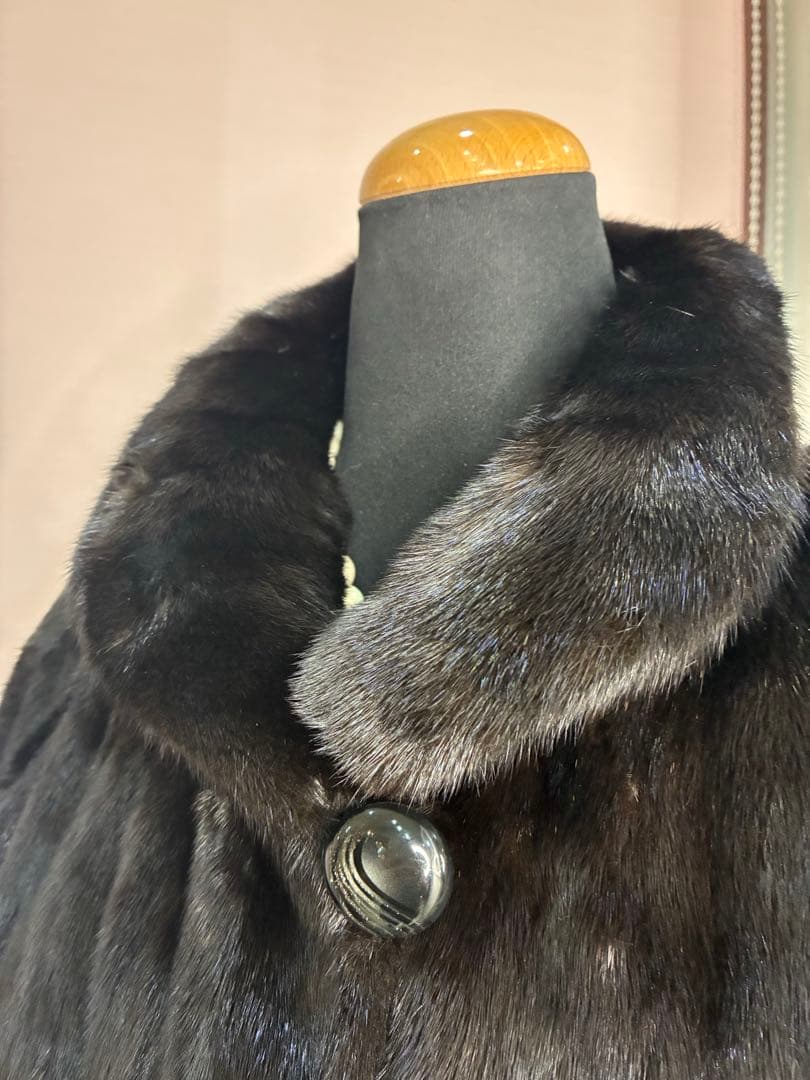 感謝　プライス❣️ブラック　ミンク　 ラウンドカラー コート《貂皮　毛皮　大衣》