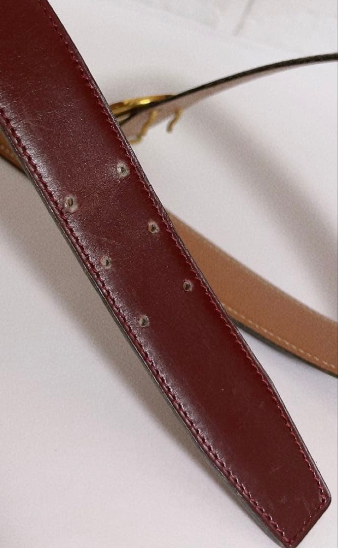 エルメス　HERMES ベルト　ホースバックル　レッド　キャメル