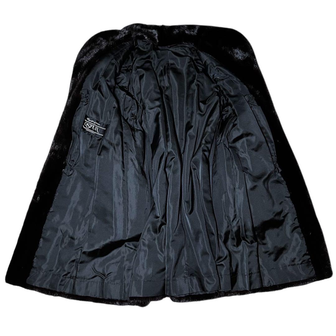 【美品】OSFUR ミンクコート　11号　L　高級　ダークミンク　リアルファー