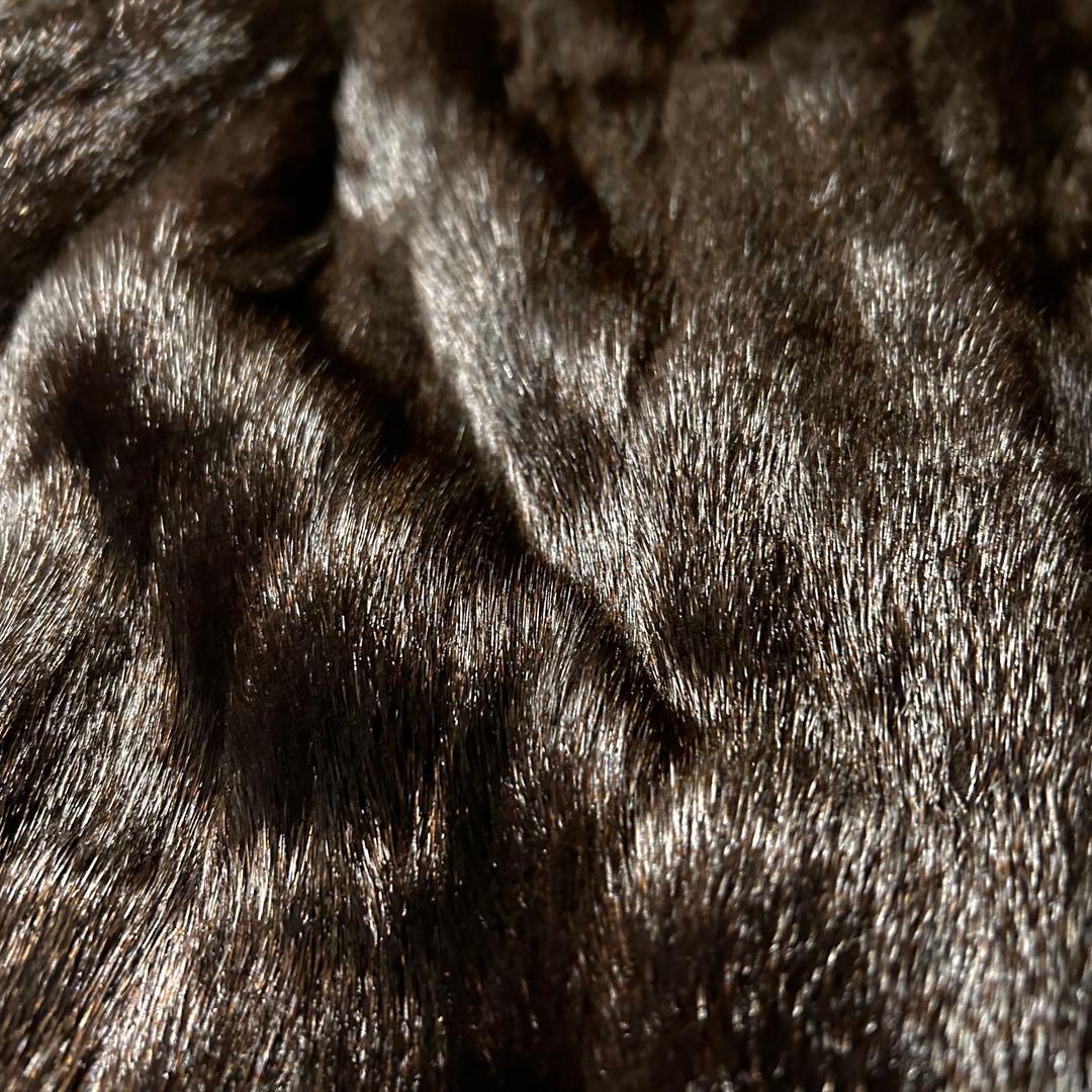 【美品】OSFUR ミンクコート　11号　L　高級　ダークミンク　リアルファー