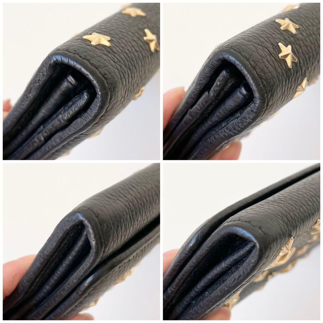 【極美品】JIMMY CHOO 長財布 クリスタル スタースタッズ付き 黒