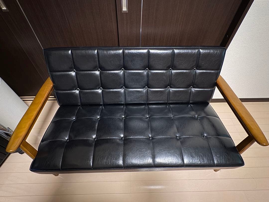 【H.shop】カリモク60 Kチェア 2人掛け スタンダードブラック