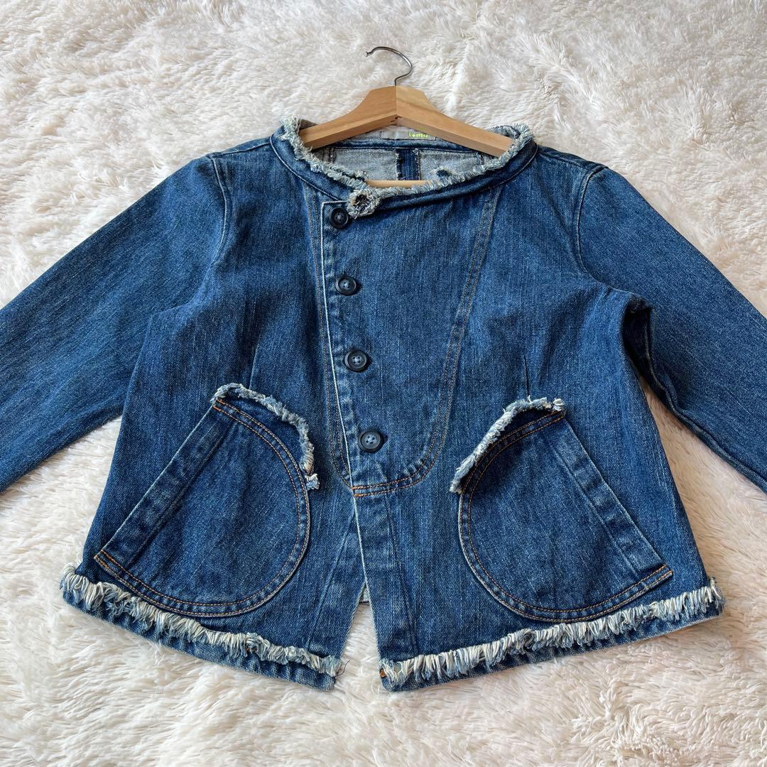 i+mu ノーカラーデニムジャケット インディゴ SENSO UNICO